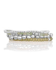 Lime Jade Bubble Beads Armbanden Stack | Zilver