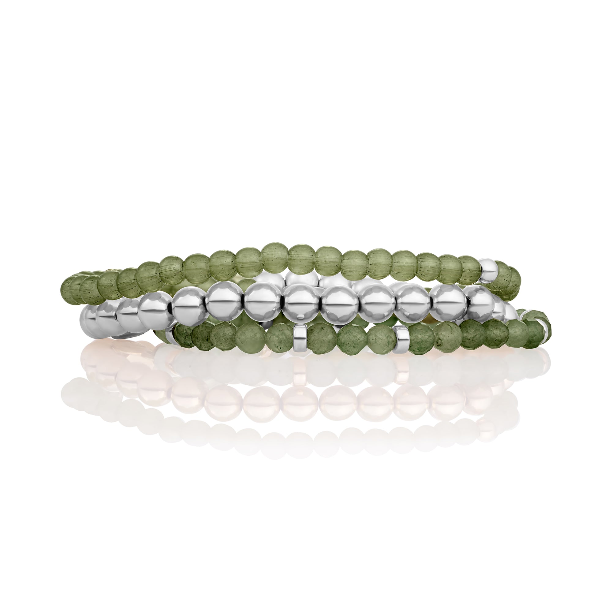 Lime Jade Roundel Interstellar Armbanden Stack | Zilver