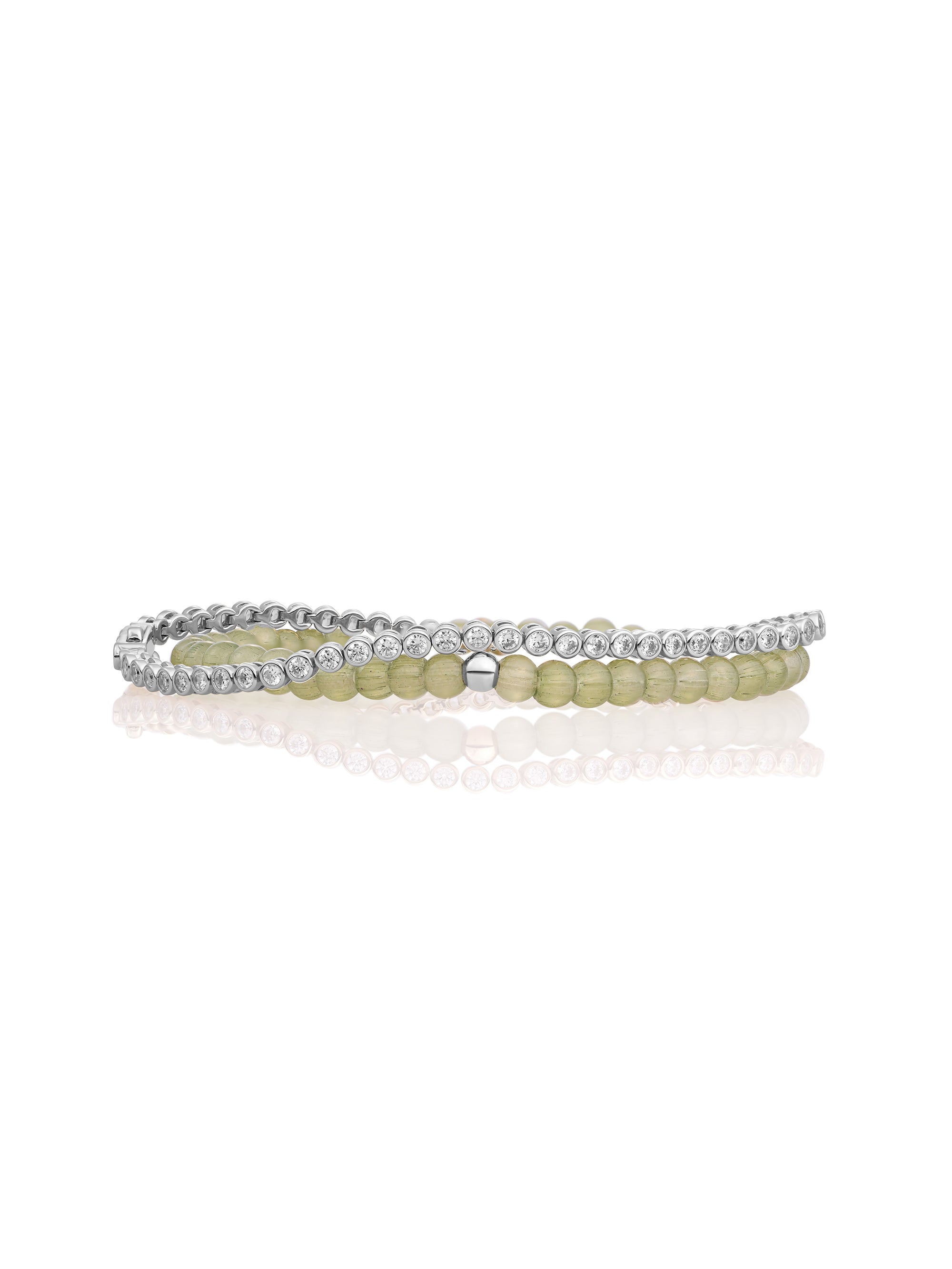 Lime Jade Tennis Armbanden Stack | Zilver