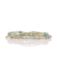 Lime Jade Roundel Labradorite Interstellar Saturn small Armbanden Stack | Goudkleurig