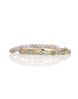 Lime Jade Labradorite Roundel Fuse Bangle Armbanden Stack | Goudkleurig