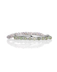 Lime Jade Labradorite Roundel Fuse Bangle Armbanden Stack | Zilver