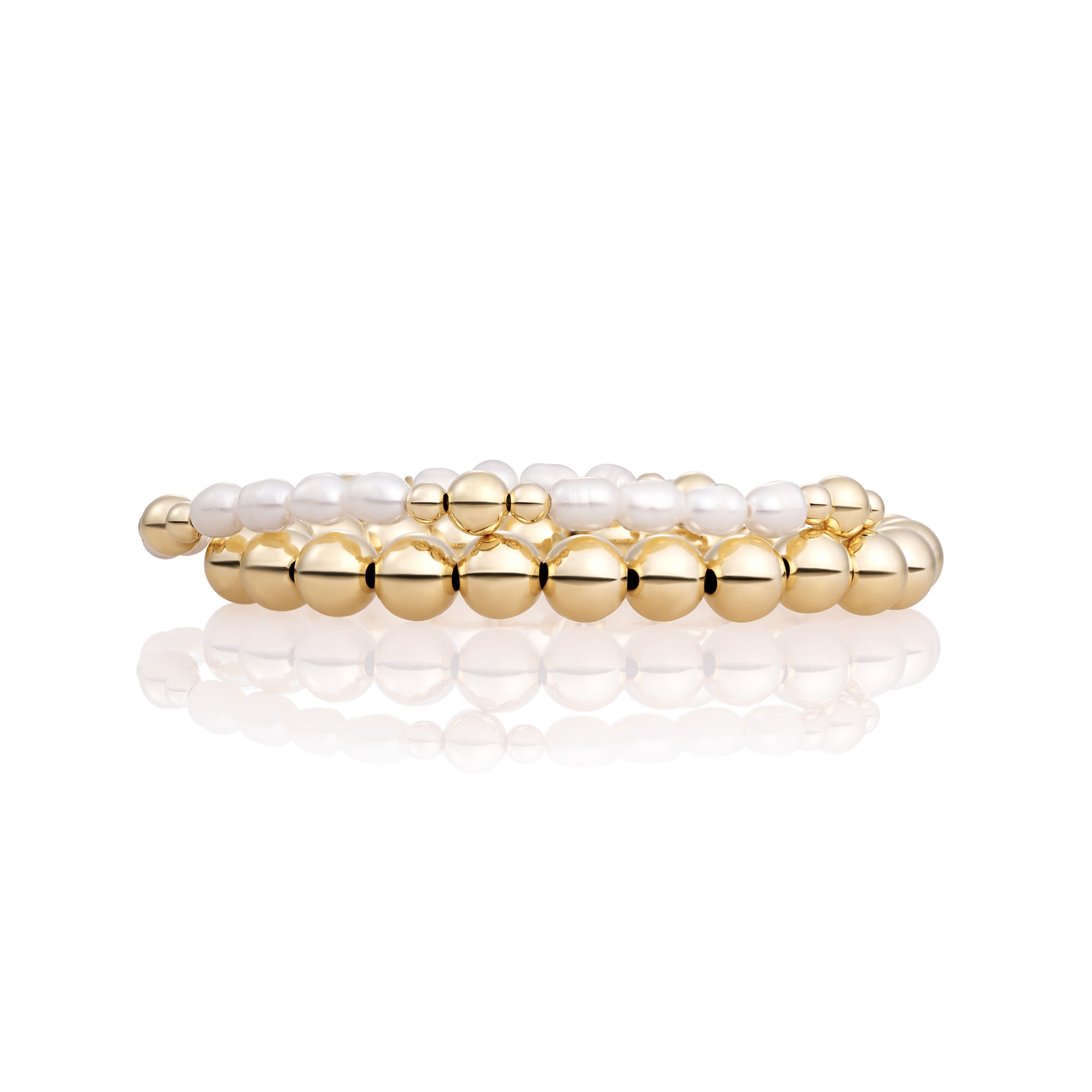 Parel Bold Mix Saturn Large Armbanden Stack | Goudkleurig