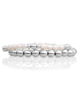 Parel Bold Mix Saturn Large Armbanden Stack | Zilver