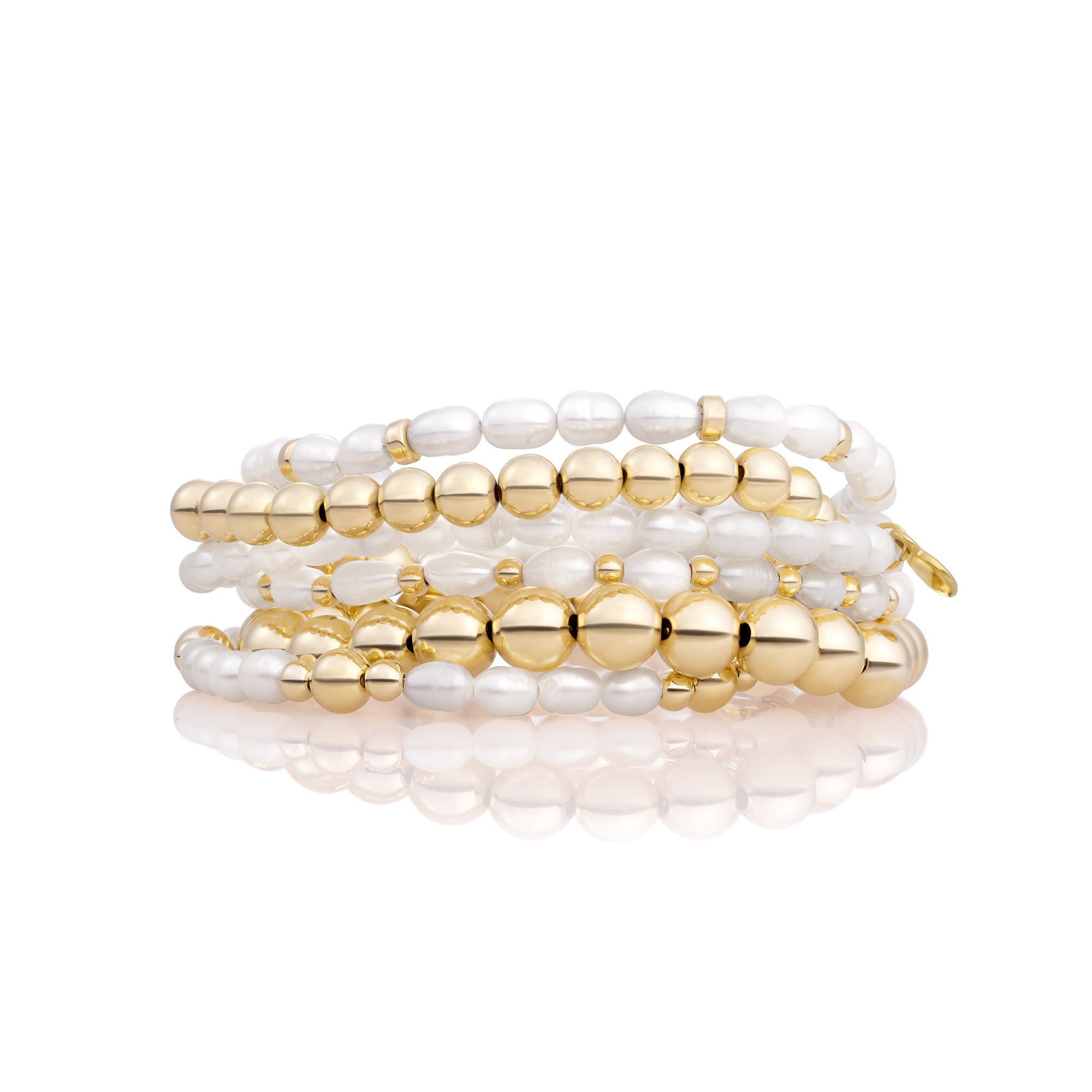 Parel Roundel Interstellar Large Armbanden Stack | Goudkleurig