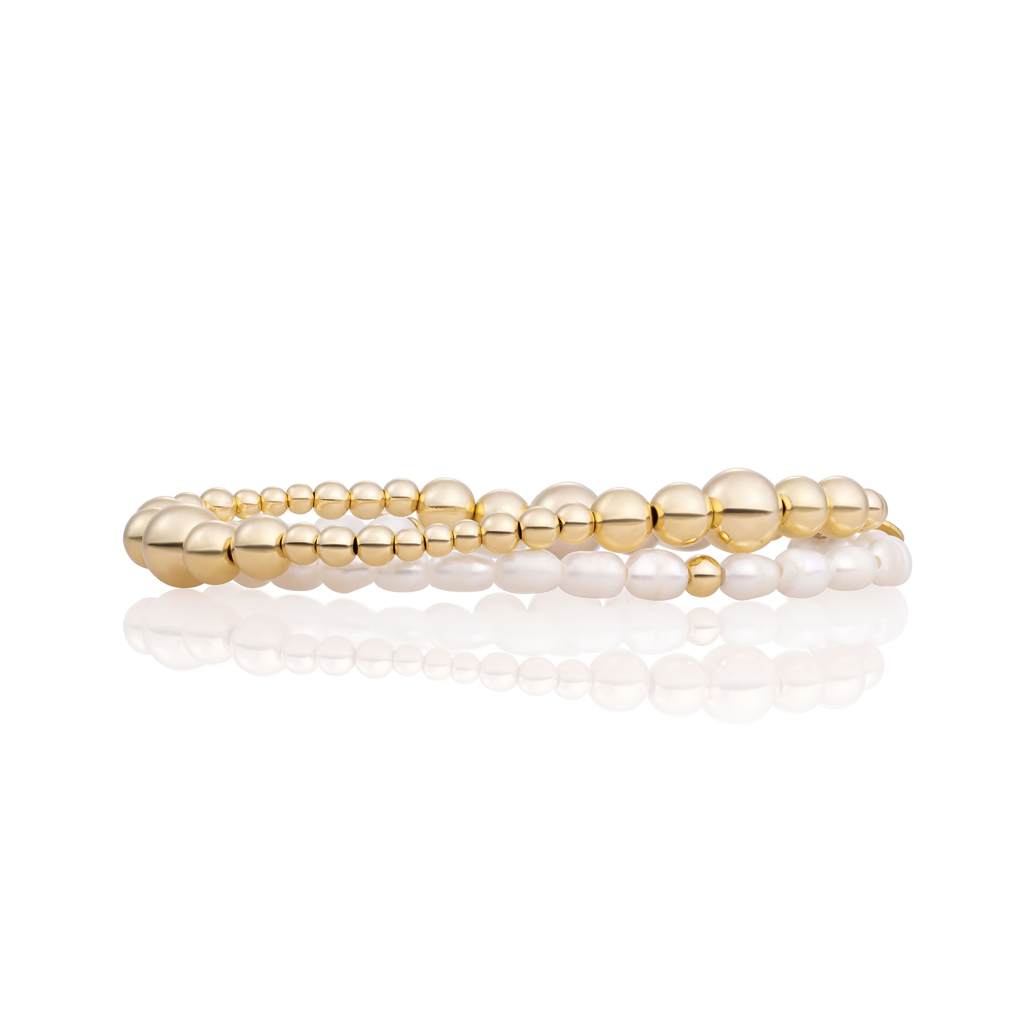 Parel Wave Mix Armbanden Stack | Goudkleurig