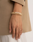 Pearl Sunstone Bubble Armbanden Stack | Goudkleurig
