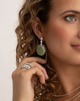Southern Jade Large Oval Bubble Push Back Oorbellen set | Zilver