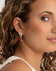Fuchsia Quartz Medium Oval Bubble Huggies Oorbellen set | Zilver