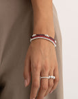 Aubergine & Fuchsia Quartz Bold Mix Saturn Armbanden Stack | Zilver