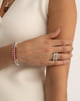 Fuschsia Quartz Interstellar Universe Armbanden Stack | Zilver