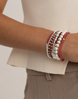 Aubergine & Fuchsia Quartz Saturn Wave Mix Armbande Stack | Zilver