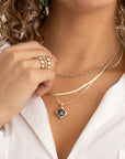 Labradorite Cushion Cut Amulet Ketting set | Goudkleurig