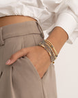 Labradorite Bold Mix Saturn Armbanden Stack | Goudkleurig
