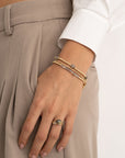 Labradorite Cushion Cut Universe Armbanden Stack | Goudkleurig