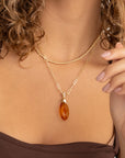 Citrine Quartz Leaf ketting edelsteen