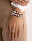 Aubergine Quartz Wave Mix Bubble Armbanden Stack | Zilver
