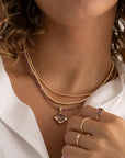 Aubergine Quartz Cushion Cut Amulet Ketting set | Goudkleurig