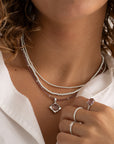 Aubergine Quartz Cushion Cut Amulet Ketting set | Zilver