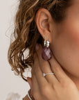 Aubergine Quartz Afterglow Bubble Huggies Oorbellen set | Zilver
