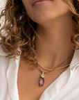 Aubergine Quartz Leaf ketting edelsteen