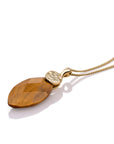 Tiger Eye Leaf Fuse Ketting Set | Goudkleurig