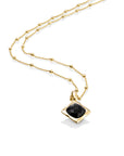 Onyx Cushion Cut Amulet Ketting set | Goudkleurig