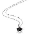 Onyx Cushion Cut Amulet Ketting set | Zilver