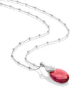Fuchsia Quartz Medium Oval Leaf Ketting set | Zilver