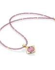 Aubergine Quartz Cushion Cut Amulet Ketting set | Goudkleurig