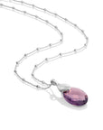 Aubergine Quartz Medium Oval Leaf Ketting set | Zilver