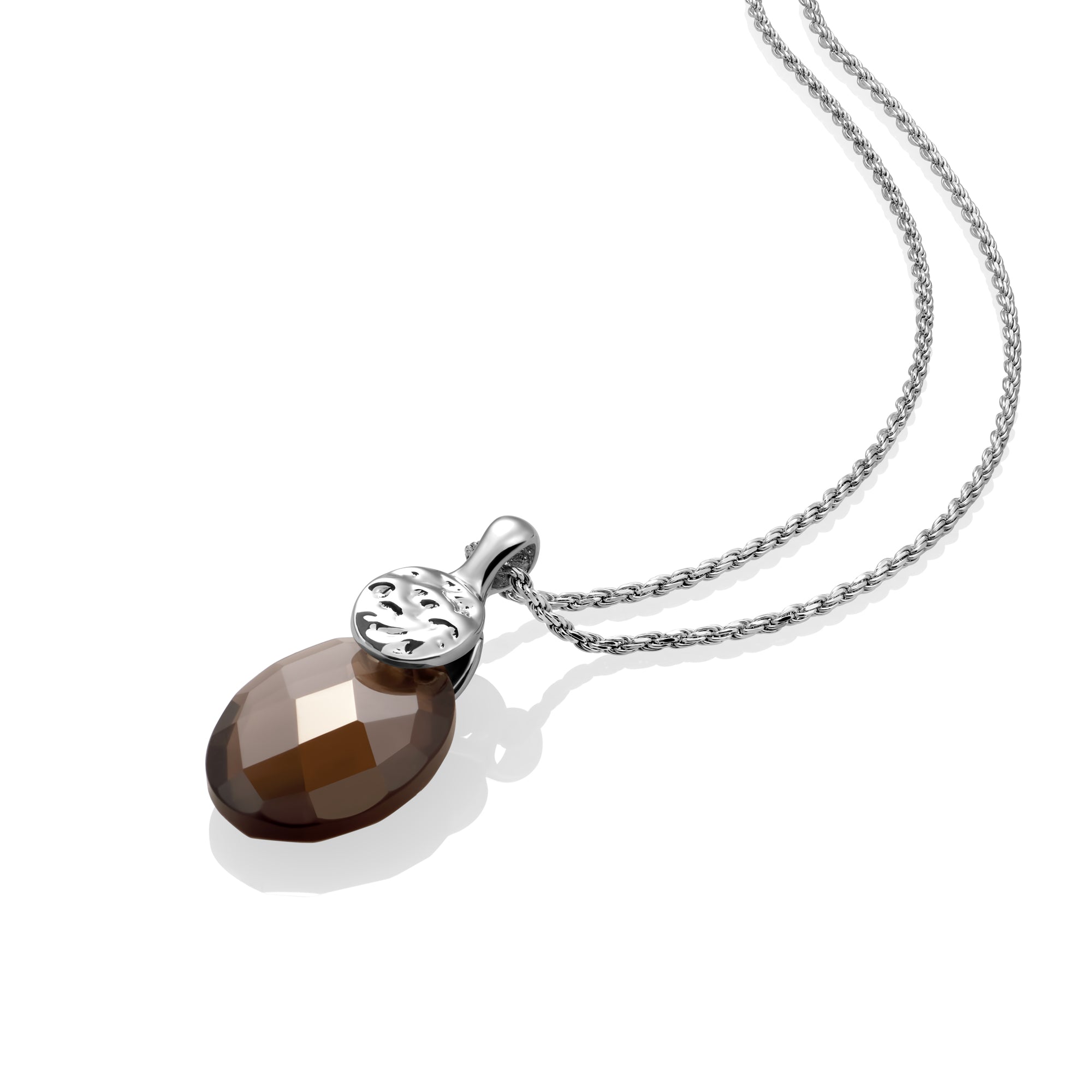 Smoky Quartz Medium Oval Fuse Rope Ketting Set | Zilver