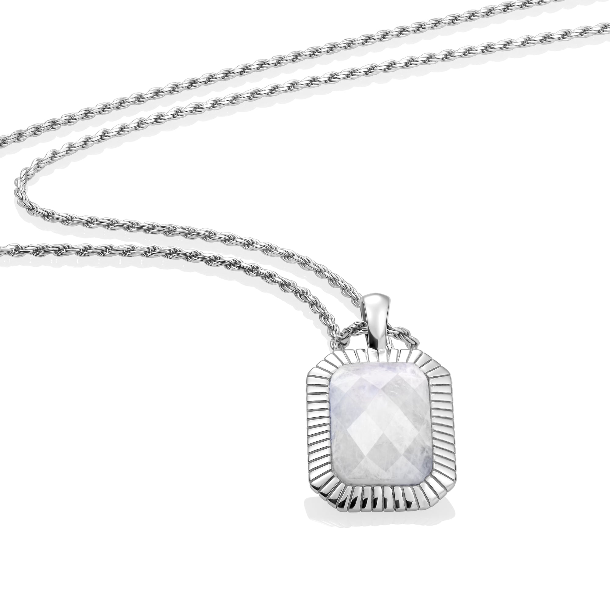 Moonstone Baguette Ketting Set | Zilver
