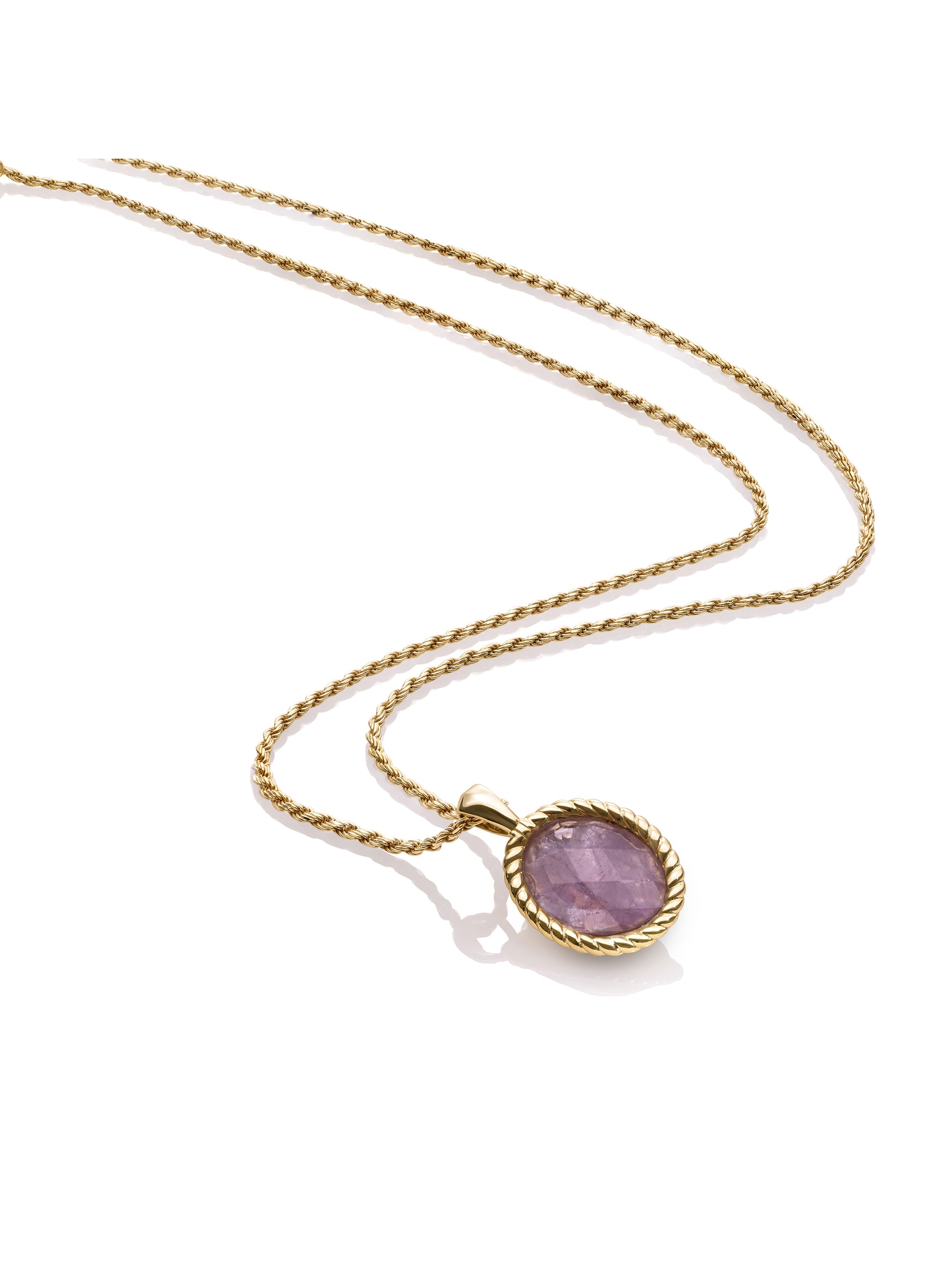 Amethyst Twist Pendant Ketting set | Goudkleurig