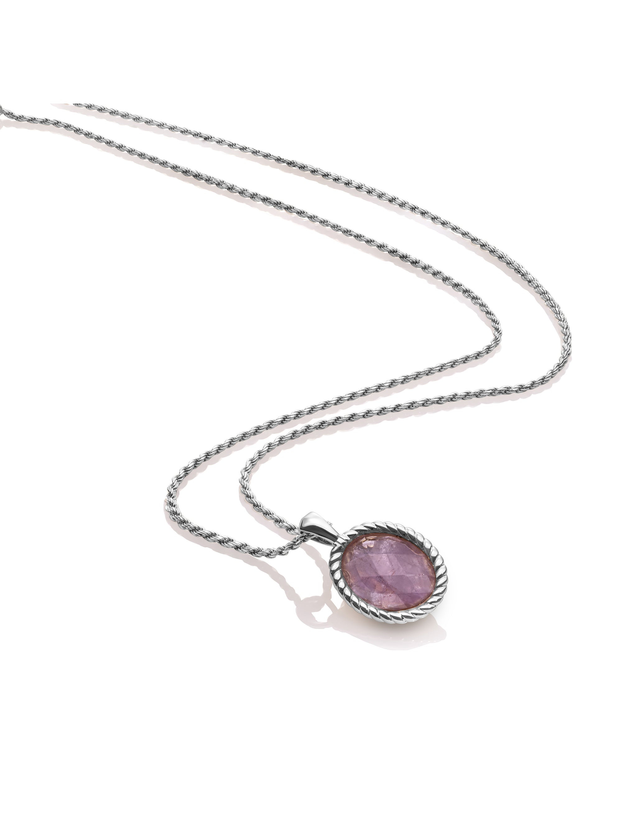 Amethyst Twist Pendant Ketting set | Zilver