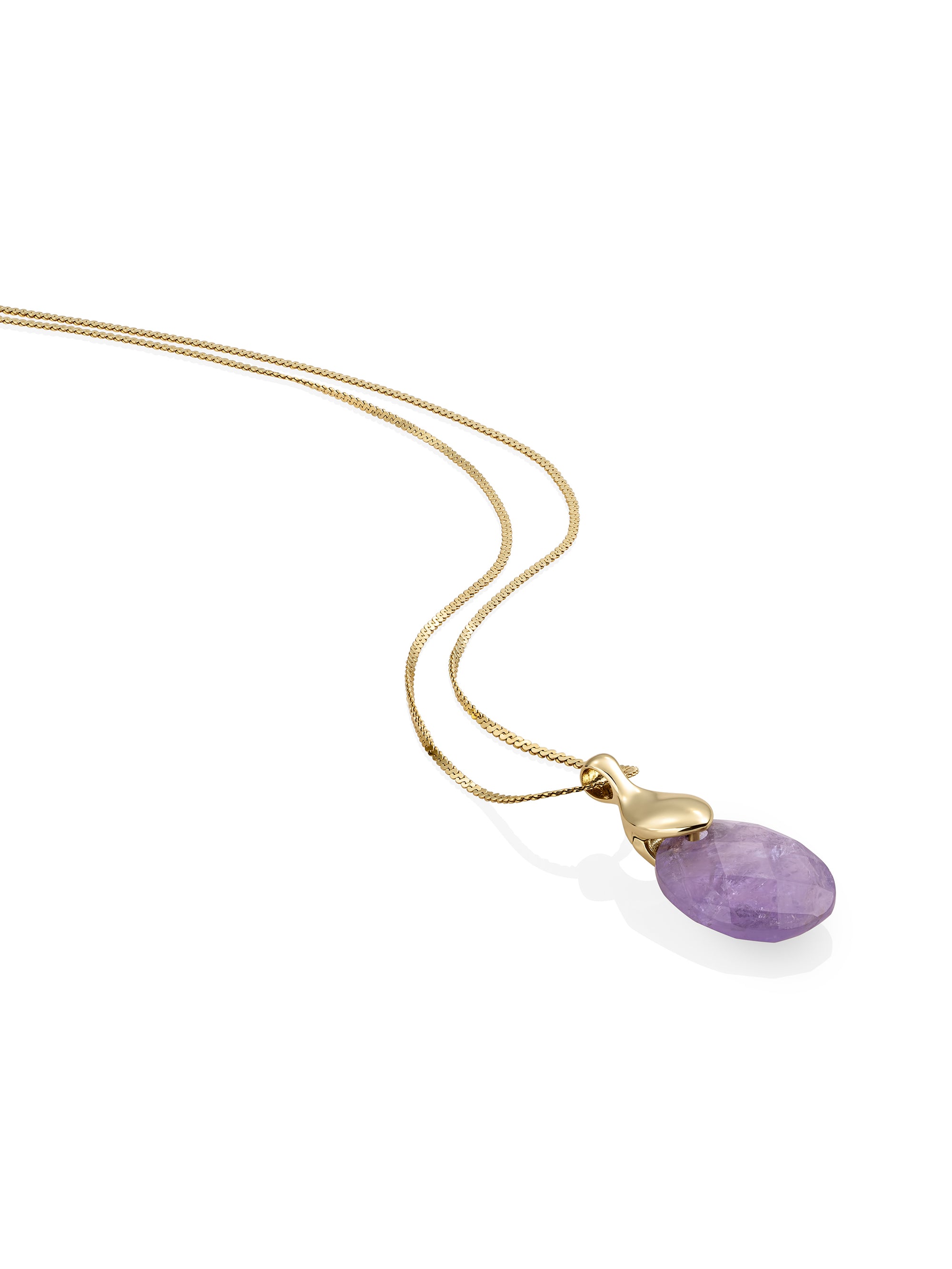 Amethyst Medium Oval Leaf Clip Ketting Set | Goudkleurig