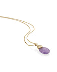 Amethyst Medium Oval Leaf Clip Ketting Set | Goudkleurig