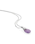 Amethyst Medium Oval Leaf Clip Ketting Set | Zilver