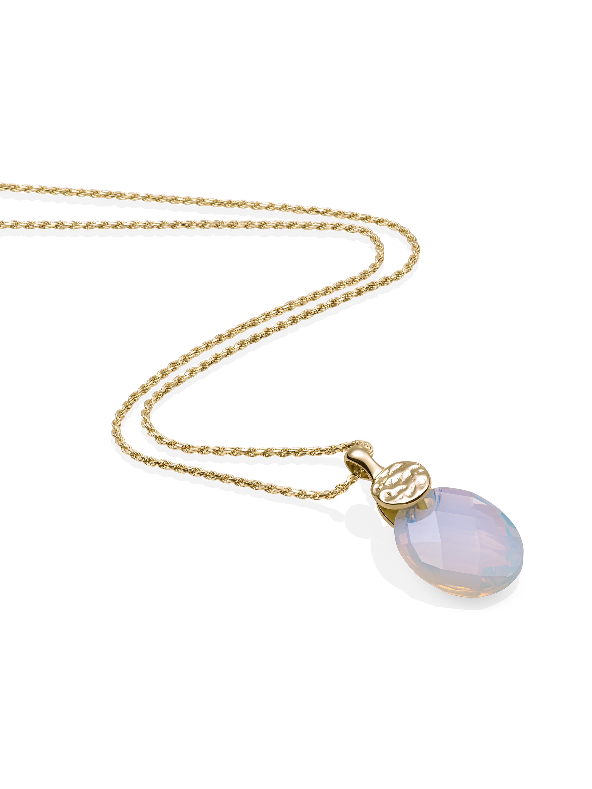 Opalite Medium Oval Fuse Ketting Set | Goudkleurig