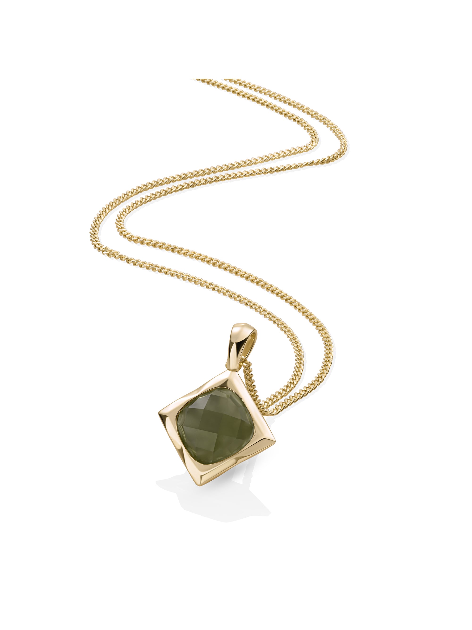 Lime Jade Cushion Cut Ketting Set | Goudkleurig