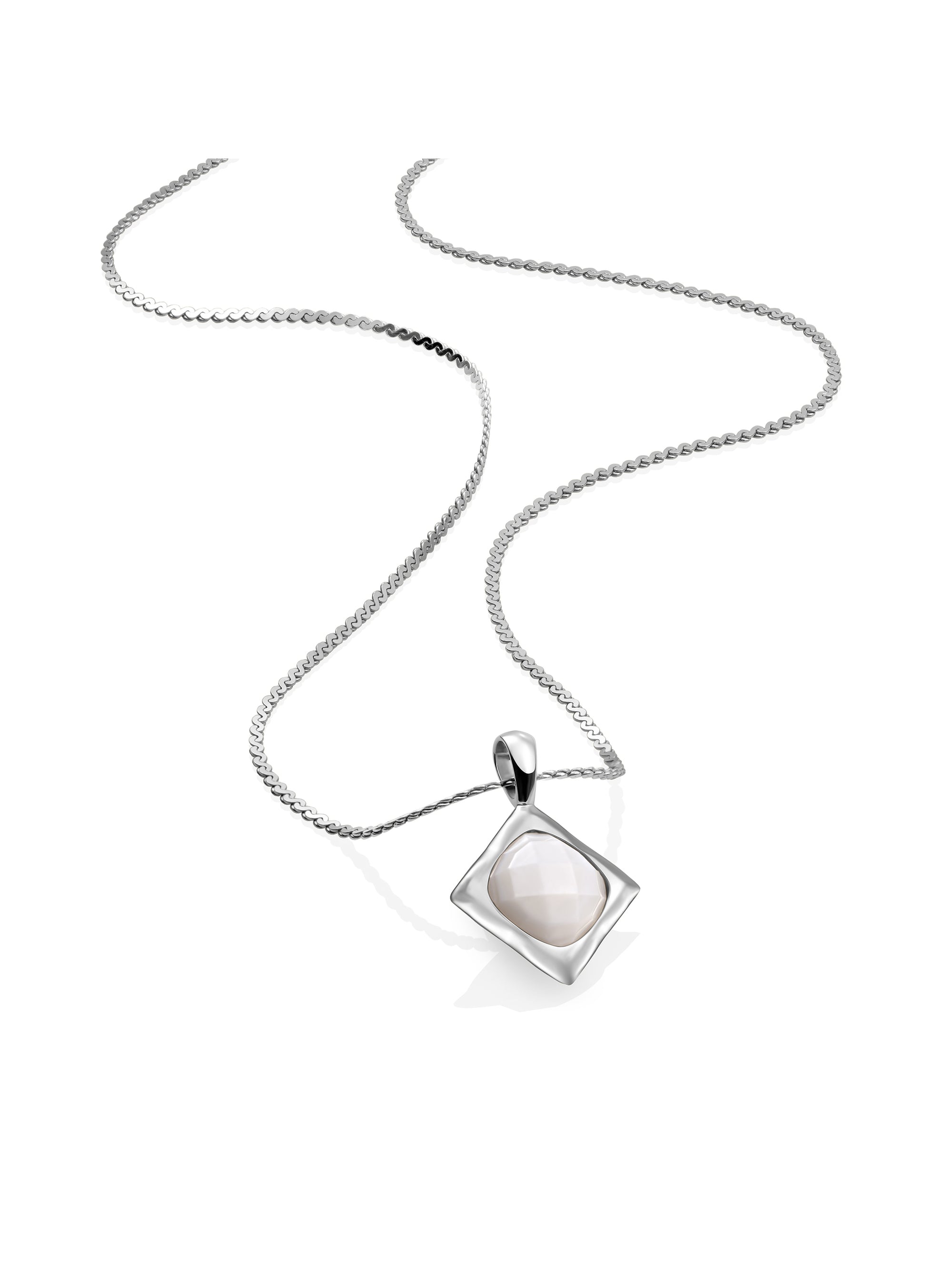 Pearl Cushion Cut Ketting Set | Zilver