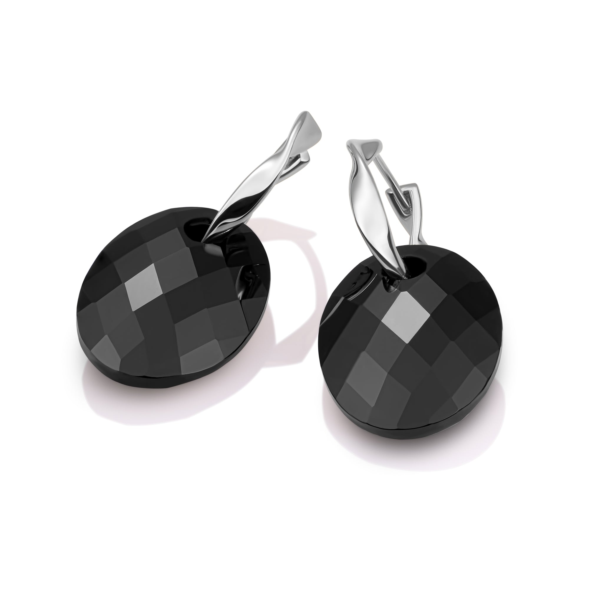 Onyx Medium Oval Fuse Huggies Oorbellen Set | Zilver