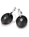 Onyx Medium Oval Fuse Huggies Oorbellen Set | Zilver