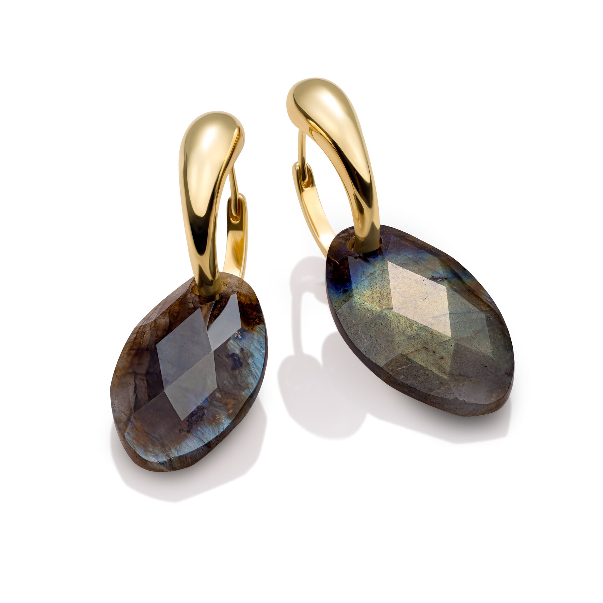 Labradorite Leaf Bold Fuse Oorbellen Set | Goudkleurig