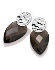 Smoky Quartz Blossom Round Clip Oorbellen Set | Zilver