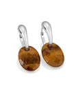 Tiger Eye Medium Oval Bold Fuse Huggies Oorbellen set | Zilver