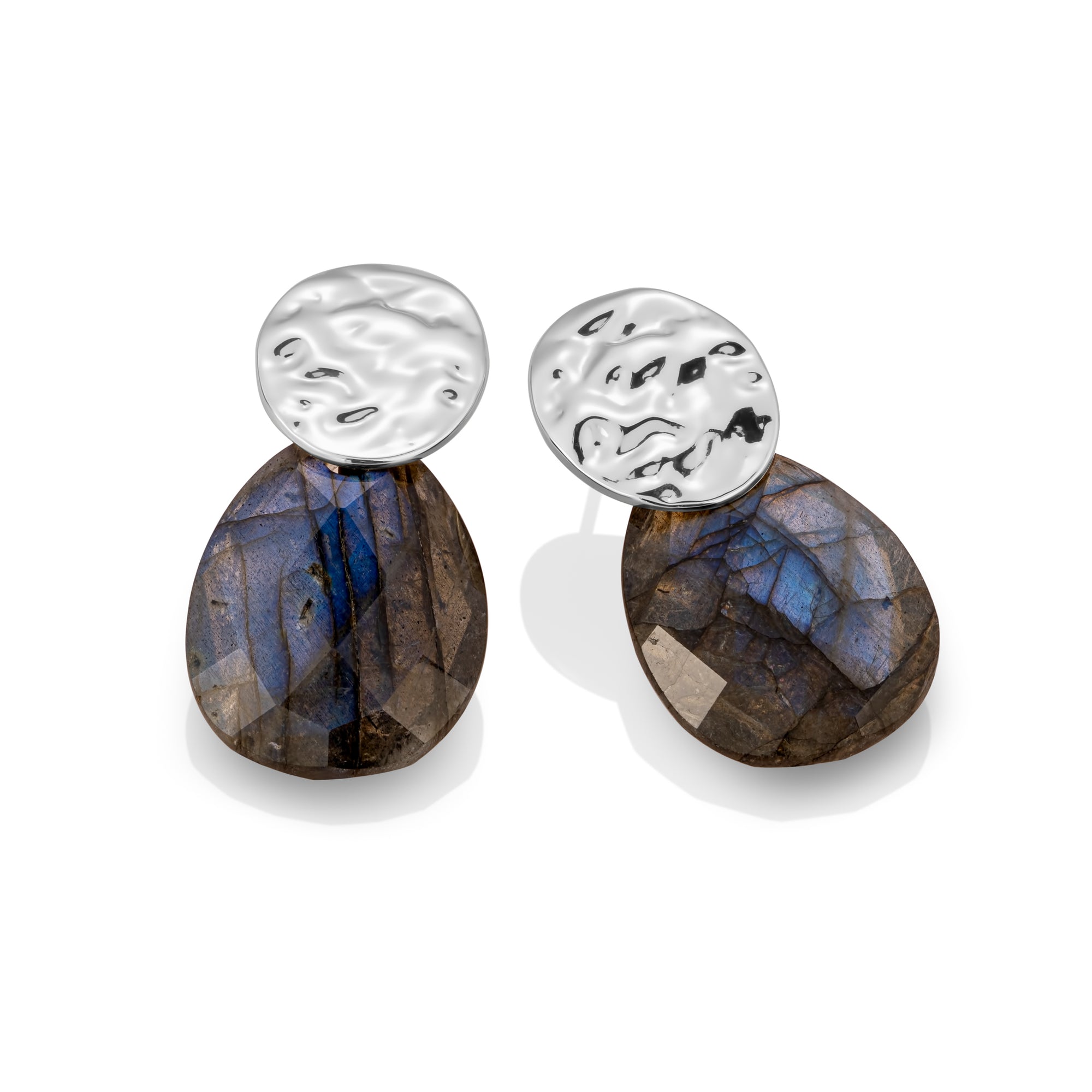 Labradorite Afterglow Fuse Push Back Oorbellen set | Zilver
