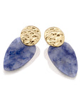 Blue Aventurine Blossom Fuse Push Back Oorbellen set | Goudkleurig