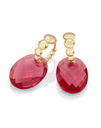 Fuchsia Quartz Medium Oval Bubble Huggies Oorbellen set | Goudkleurig