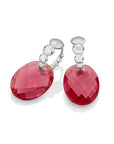 Fuchsia Quartz Medium Oval Bubble Huggies Oorbellen set | Zilver